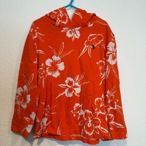 Polo Ralph Lauren Orange Hawaiian Tropical Hooded Long Sleeve Shirt Boys Size 7